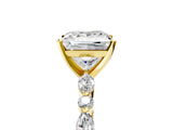 Yellow gold 5 Carat Princess Cut  Solitaire with Side Stones on a Pavé Band and Four-Prong Setting_17