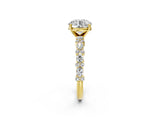 Yellow gold 5 Carat Round Cut  Solitaire with Side Stones, Pave Band, Four-Prong Setting_14