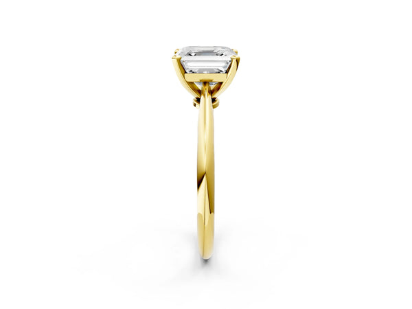 6 Carat Asscher Cut Yellow gold Diamond Solitaire Engagement Ring with Classic Band and Four-Prong Setting