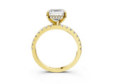 Yellow gold 6 Carat Asscher Cut  Solitaire Ring with Pavé Band and Four-Prong Setting_3