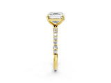 Yellow gold 6 Carat Asscher Cut  Solitaire Ring with Pave Band and Four Prong Setting_2