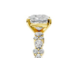 Yellow gold 6 Carat Cushion Cut  Solitaire with Side Stones, Pave Band, Four-Prong Setting_17