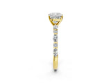 Yellow gold 6 Carat Cushion Cut  Solitaire with Side Stones on a Pavé Band and Four-Prong Setting_2