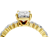 Yellow gold 6 Carat Emerald Cut  Solitaire with Side Stones, Pave Band, Four-Prong Setting_16