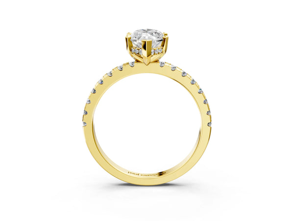 6 Carat Marquise Cut Yellow gold Diamond Solitaire Ring with Round  Pavé Band and Four-Prong Setting