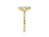 Yellow gold 6 Carat Marquise Cut  Solitaire Ring with Pave Band and Four Prong Setting_2