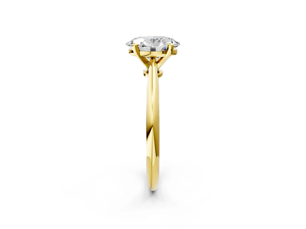 6 Carat Oval Cut Yellow gold Diamond Solitaire Engagement Ring with Classic Band and Four-Prong Setting