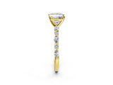 Yellow gold 6 Carat Princess Cut  Solitaire with Side Stones on a Pavé Band and Four-Prong Setting_14