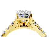 Yellow gold 6 Carat Radiant Cut  Solitaire Ring with Cathedral Setting and Pavé Band_4