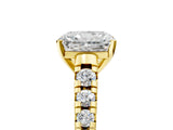 Yellow gold 6 Carat Radiant Cut  Solitaire Ring with Cathedral Setting and Pavé Band_5