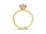 Yellow gold 6 Carat Round Cut  Solitaire Ring with Pavé Band and Four-Prong Setting_3