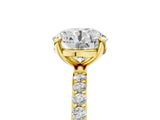Yellow gold 6 Carat Round Cut  Solitaire Ring with Pave Band and Four Prong Setting_5