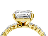 Yellow gold 7 Carat Asscher Cut  Solitaire with Side Stones, Pave Band, Four-Prong Setting_16