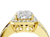 Yellow gold 7 Carat Cushion Cut Halo  Ring with Split Shank and Four-Prong Setting_4
