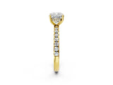 Yellow gold 7 Carat Cushion Cut  Pave Band Solitaire Ring with Four-Prong Setting_2