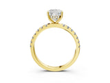 Yellow gold 7 Carat Cushion Cut  Pave Band Solitaire Ring with Four-Prong Setting_3