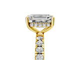 Yellow gold 7 Carat Emerald Cut  Pave Band Solitaire Ring with Four-Prong Setting_5