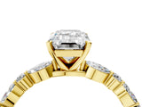 Yellow gold 7 Carat Emerald Cut  Solitaire with Side Stones on a Pavé Band and Four-Prong Setting_4