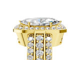 Yellow gold 7 Carat Marquise Cut Halo  Ring with Split Shank and Four-Prong Setting_5