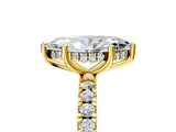 Yellow gold 7 Carat Marquise Cut  Pave Band Solitaire Ring with Four-Prong Setting_5