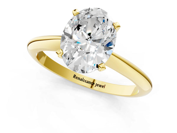 7 Carat Oval Cut Yellow gold Diamond Solitaire Engagement Ring with Classic Band and Four-Prong Setting