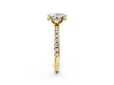 Yellow gold 7 Carat Oval Cut  Solitaire Ring with Pavé Band and Four-Prong Setting_2