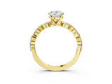 Yellow gold 7 Carat Oval Cut  Solitaire with Side Stones on a Pavé Band and Four-Prong Setting_3