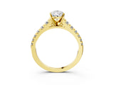 Yellow gold 7 Carat Pear Cut  Solitaire Ring with Cathedral Setting and Pavé Band_3