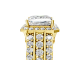 Yellow gold 7 Carat Princess Cut Halo  Ring with Split Shank and Four-Prong Setting_5