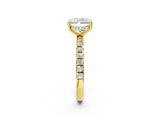 Yellow gold 7 Carat Radiant Cut  Pave Band Solitaire Ring with Four-Prong Setting_2