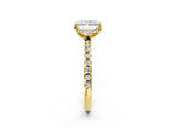 Yellow gold 7 Carat Radiant Cut  Solitaire Ring with Pavé Band and Four-Prong Setting_2