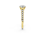 Yellow gold 7 Carat Round Cut  Solitaire Ring with Cathedral Setting and Pavé Band_2