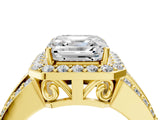 Yellow gold 8 Carat Asscher Cut Halo  Ring with Split Shank and Four-Prong Setting_4