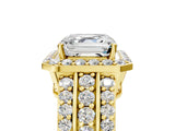 Yellow gold 8 Carat Asscher Cut Halo  Ring with Split Shank and Four-Prong Setting_5
