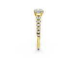Yellow gold 8 Carat Cushion Cut  Solitaire Ring with Cathedral Setting and Pavé Band_2