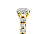 Yellow gold 8 Carat Cushion Cut  Solitaire Ring with Cathedral Setting and Pavé Band_5