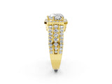Yellow gold 8 Carat Heart Cut Halo  Ring with Split Shank and Four-Prong Setting_2
