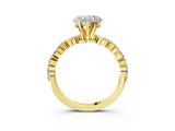 Yellow gold 8 Carat Heart Cut  Solitaire with Side Stones on a Pavé Band and Four-Prong Setting_3