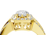 Yellow gold 8 Carat Pear Cut Halo  Ring with Split Shank and Four-Prong Setting_4
