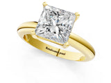Yellow gold 8 Carat Princess Cut  Solitaire Engagement Ring with Round Band and Four-Prong Setting_121