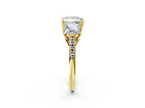 Yellow gold 8 Carat Three-Stone Princess Cut  Ring with Pavé Band and Prong Setting_2