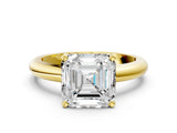 Yellow gold 9 Carat Asscher Cut  Solitaire Engagement Ring with Round Band and Four-Prong Setting_165