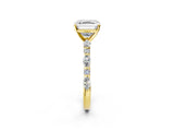 Yellow gold 9 Carat Asscher Cut  Solitaire with Side Stones on a Pavé Band and Four-Prong Setting_2