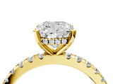 Yellow gold 9 Carat Cushion Cut  Solitaire Ring with Pavé Band and Four-Prong Setting_4