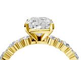 Yellow gold 9 Carat Cushion Cut  Solitaire with Side Stones, Pave Band, Four-Prong Setting_16