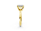 Yellow gold 9 Carat Emerald Cut  Solitaire Engagement Ring with Round Band and Four-Prong Setting_122