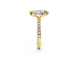 Yellow gold 9 Carat Marquise Cut  Pave Band Solitaire Ring with Four-Prong Setting_2
