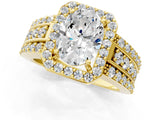 Yellow gold 9 Carat Oval Cut Halo  Ring with Split Shank and Four-Prong Setting_1