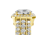 Yellow gold 9 Carat Oval Cut Halo  Ring with Split Shank and Four-Prong Setting_5