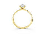Yellow gold 9 Carat Pear Cut  Solitaire Ring with Pave Band and Four Prong Setting_3